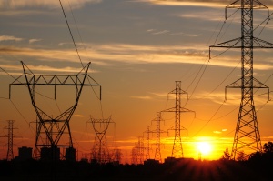 power transmission & Sunset